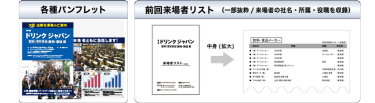 資料請求バナー、来場者リスト画像